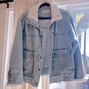Free People Denim Sherpa Jacket
